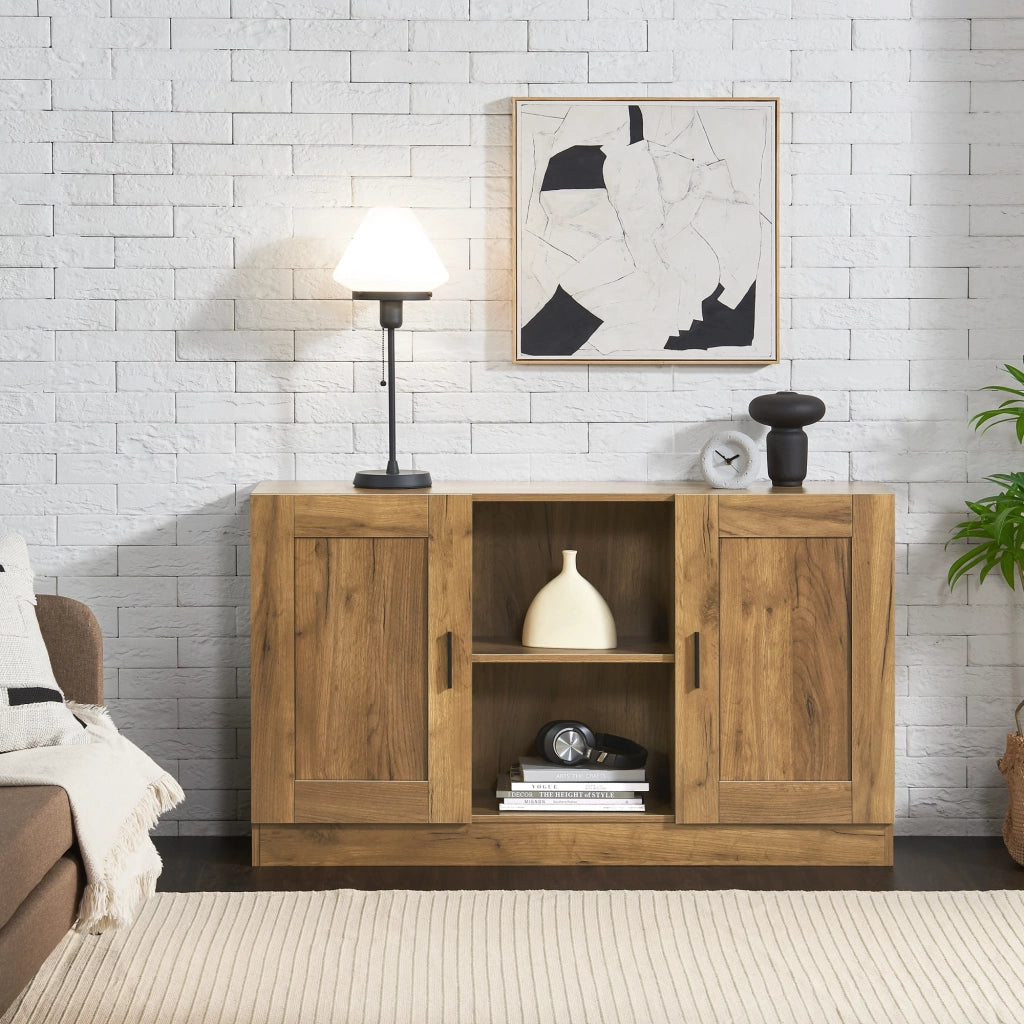 Credenza Bassa Spøttrup Mobile TV 70 x 120 x 30,5 cm Effetto Rovere [en.casa]