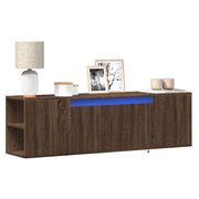 Mobile TV a Parete con Luci LED Rovere Marrone 135x31x39,5 cm 852389