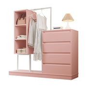 Armadio con 4 cassetti e 3 vani aperti; asta appendiabiti - per ingresso - 100×40×135 cm - rosa