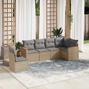 Set Divano da Giardino 6 pz con Cuscini Beige in Polyrattan 3258419