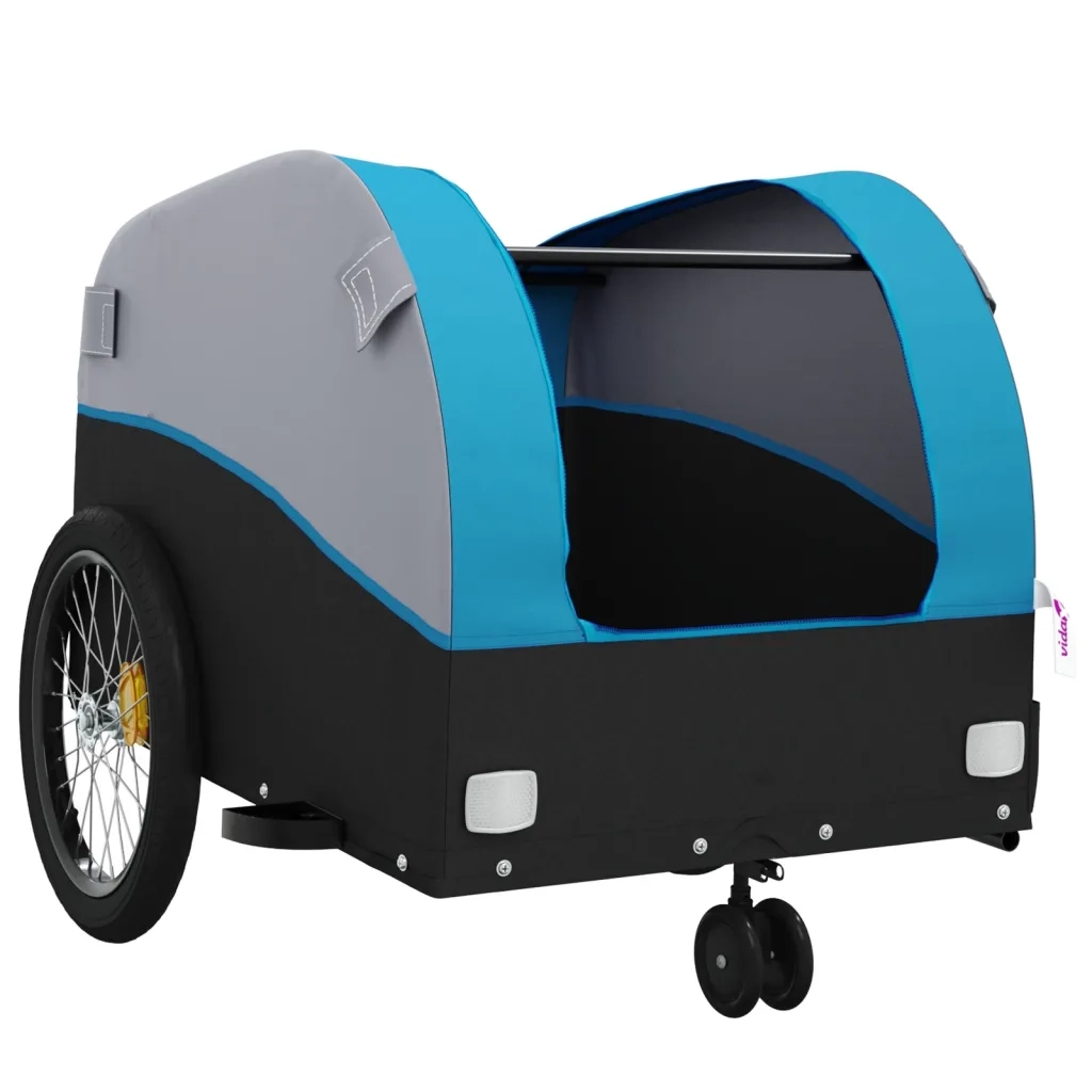 Rimorchio da Bici Nero e Blu 30 kg in Ferro 94142