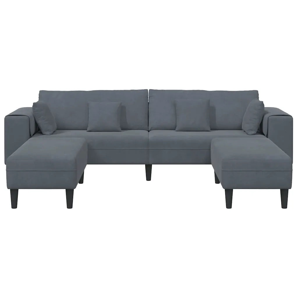 vidaXL Divano in Velluto con cuscino 3 pcs Grigio scuro 208 cm Velluto