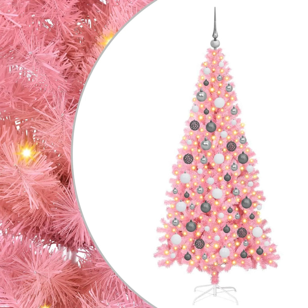 Albero di Natale con 300 LED con supporto Rosa 180 cm PVC