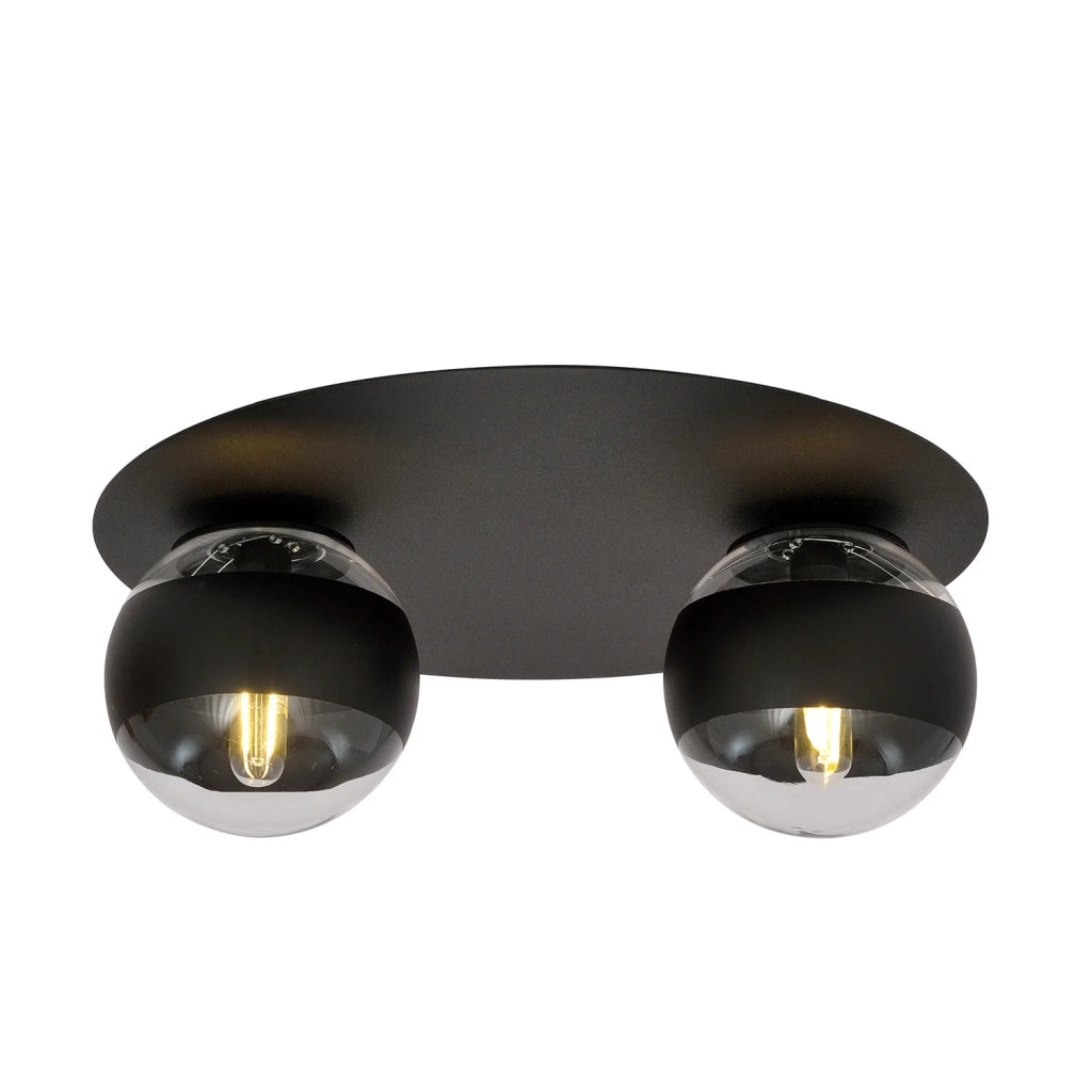 Plafoniera Minimal Mnemosine Acciaio Nero 2 Luci E14 Ip20