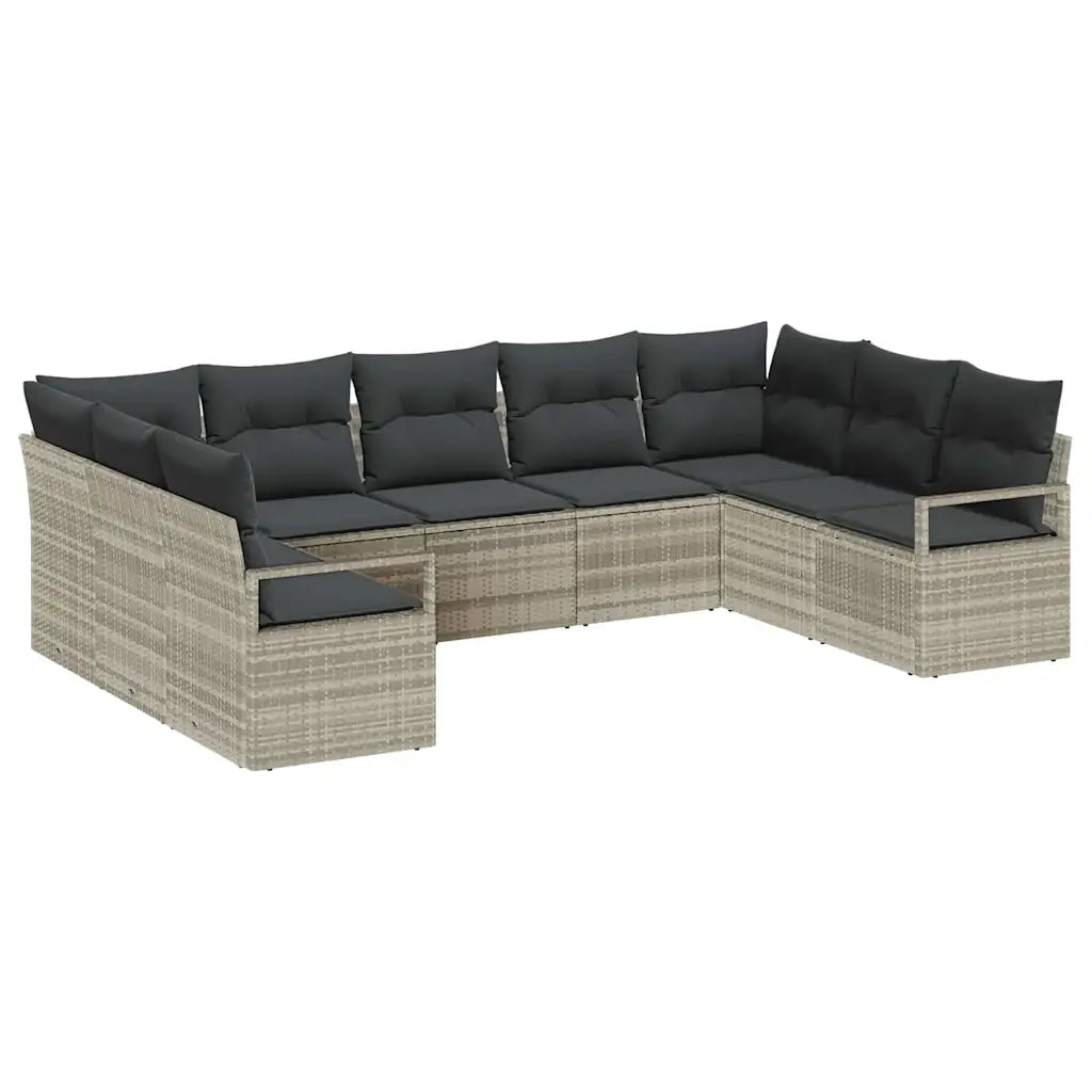 Set di divani con cuscino 9 pcs Grigio chiaro polyrattan 3346542