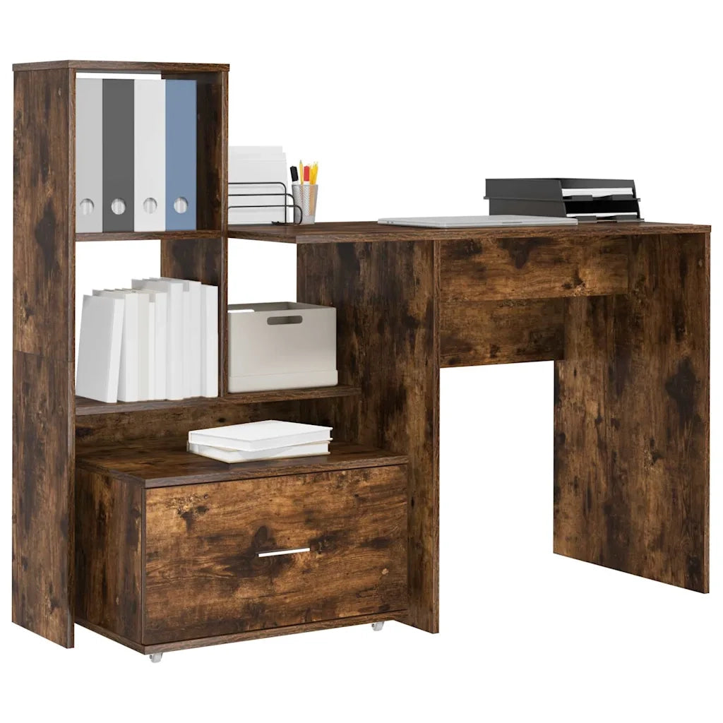 Scrivania | Tavolo da Ufficio Rovere fum¨¦ 131,5 x 50 x 106,5 cm Legno multistrato