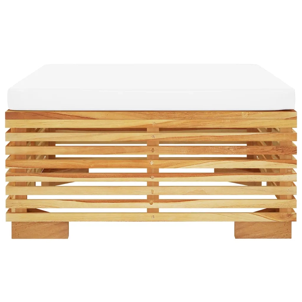 Poggiapiedi da Giardino con Cuscino Crema Legno Massello Teak 319158