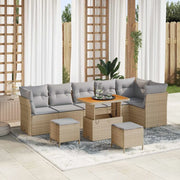 Set Divano da Giardino con cuscino 9 pcs beige e grigio chiaro