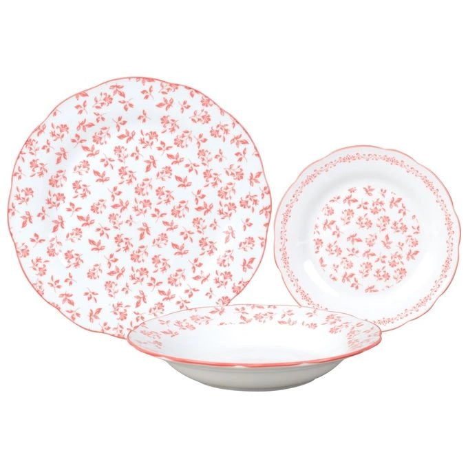 Borella 25669 Rapallo Servizio Piatti 18 Pezzi Porcellana colore Rosa