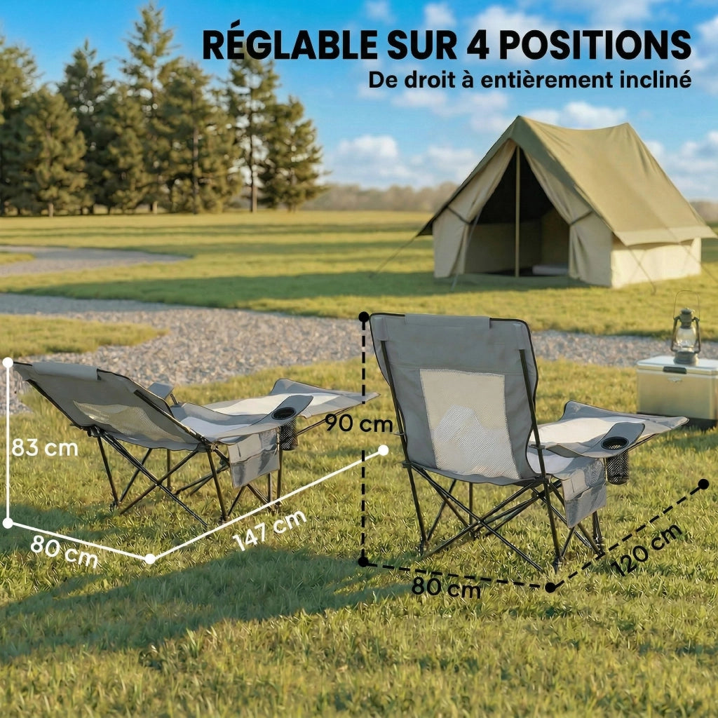Sedia da pranzo pieghevole con poggiapiedi ¨C zephmum ¨C grigio 125x80x90cm