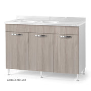 Sottolavello per cucina componibile da 120 cm con tre ante, realizzata in legno 100% MADE IN ITALY colore Olmo