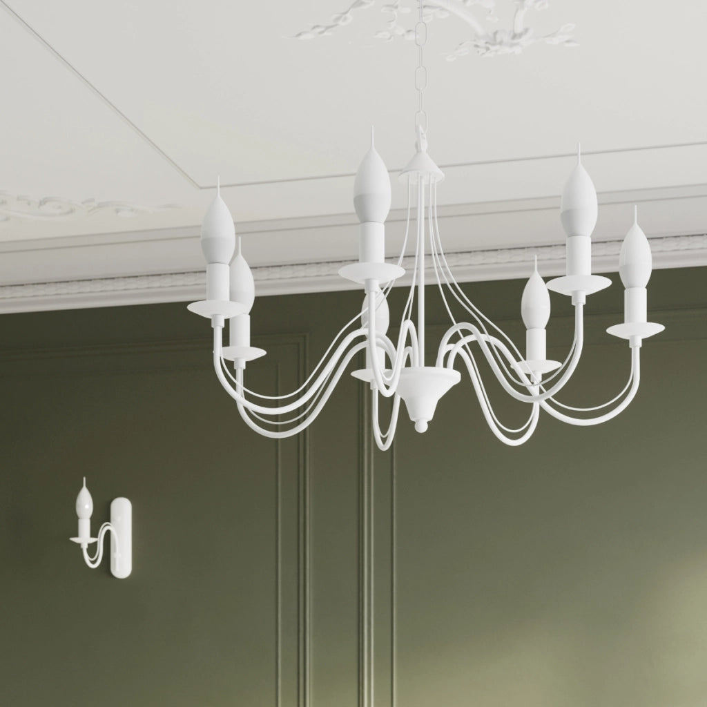 Lampadario Crimson Minerwa in acciaio bianco a 5 luci E14 LED Max 10W