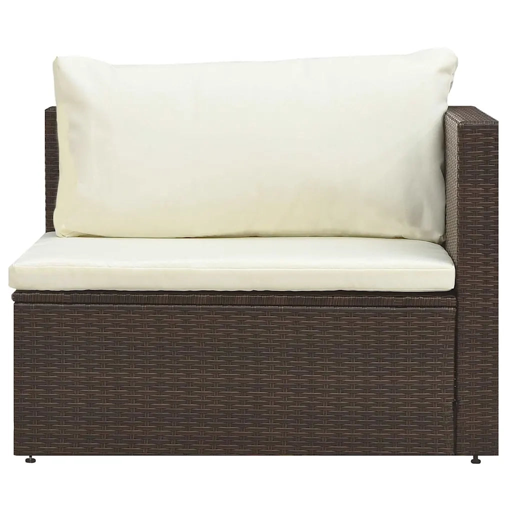 Set Divani da Giardino 5 pz | Set Salotto da Giardino con Cuscini in Polyrattan Marrone