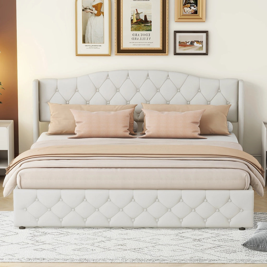 letto imbottito lino beige 180 x 200 cm