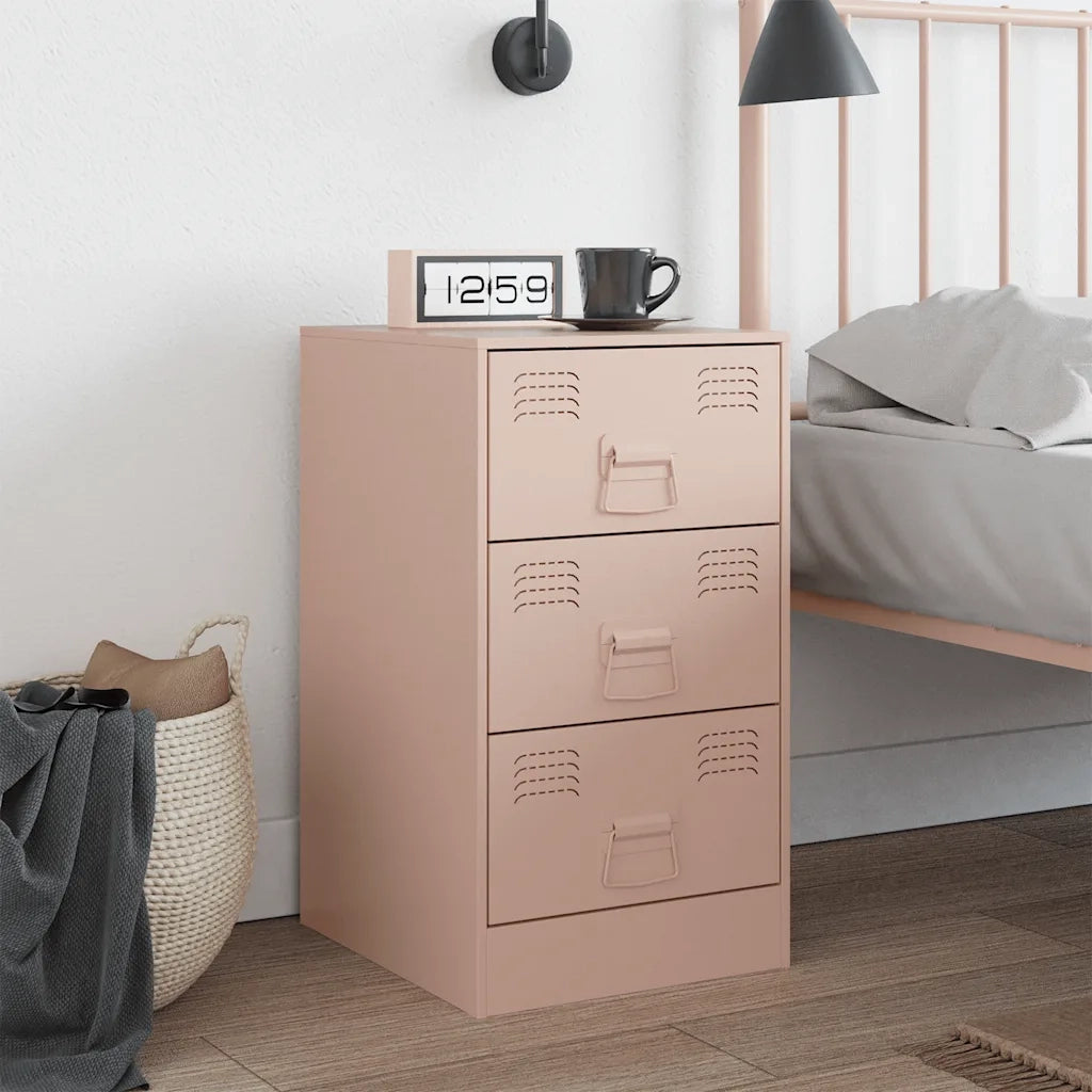 Comodino | Armadio da Notte | Mobiletto da notte Rosa 34,5x39x62 cm in Acciaio