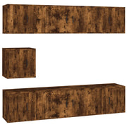 Set di mobili da 7 pezzi tra cui armadio credenza mobile TV soggiorno/camera da letto salotto rovere affumicato legno marrone ingegnerizzato 02_0025198