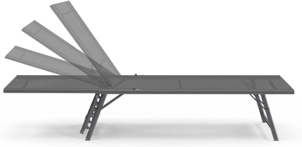 Set di 2 lettini da Giardino reclinabili Kailua in Acciaio Grigio Antracite e Tessuto Grigio
