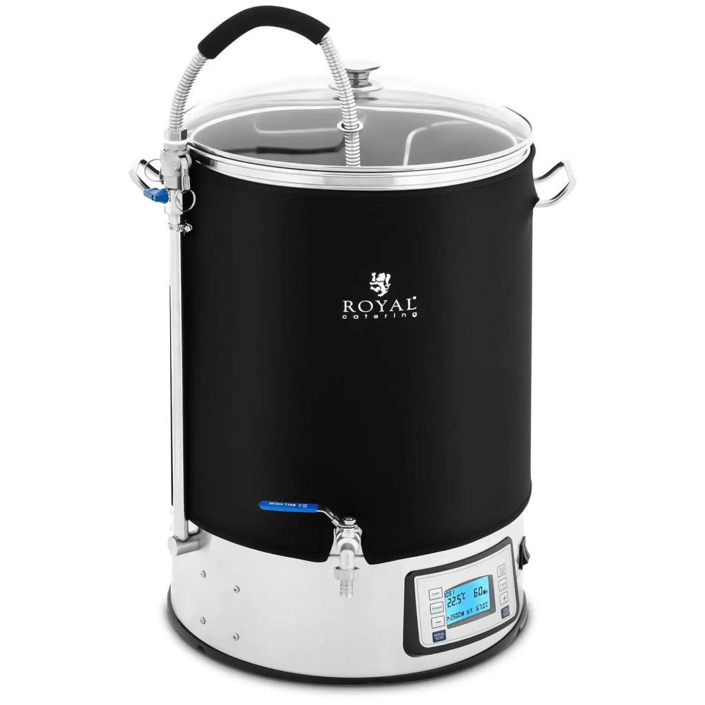 Bollitore per la preparazione dell'acqua da 40 litri isolato 2500 watt 10-100°C acciaio inossidabile schermo LCD timer vetro temperato nero 14_0008825