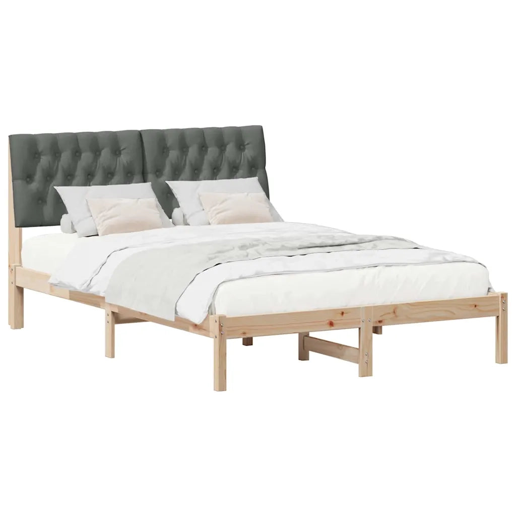 Letto con Testiera Rivestita con testiera Marrone 135 x 190 cm 878830