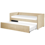 Letto estraibile 90 x 200 cm Velluto beige Singolo doghe in legno Daybed Glamour Borchie decorative