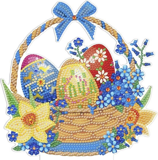 Decorazione di Pasqua con pietre di diamante - ornamenti di pasqua per decorazione di muro - inclusa base - decorazione di pasqua - (#5)