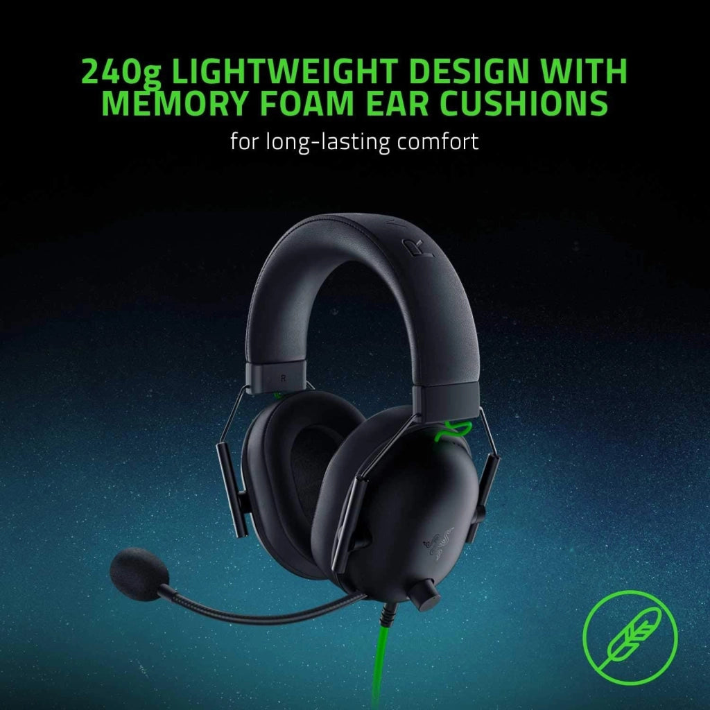 Razer BlackShark V2 X Gaming Headset: 7.1 Surround Sound - Driver 50 mm - Cuscino in memory foam - PC, PS4, PS5, Nintendo Switch, Xbox One, Xbox Series X & S, Mobile - Jack audio da 3,5 mm - Nero