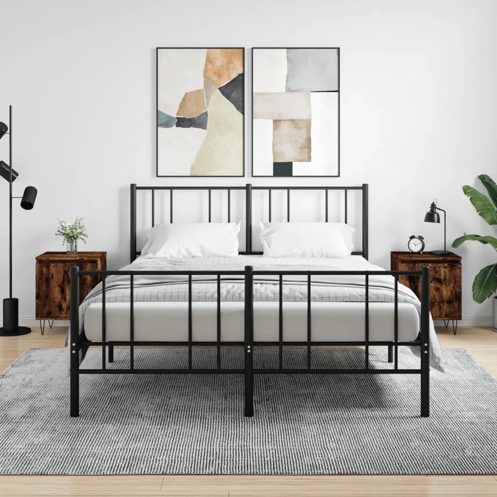 Set di 2 Comodini | Armadio da Notte | Mobiletto da notte Rovere Fumo 40x35x50 cm in Legno Multistrato