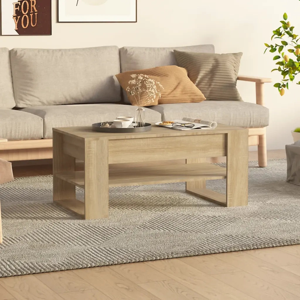 Tavolino da Salotto-Tavolino da soggiorno-Tavolo Rovere Sonoma 102x55x45cm Legno Multistrato