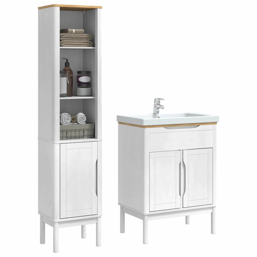 Set di mobili per il bagno con lo scaffale FLORO 2 pcs Bianco 3385882