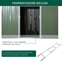 Casetta Box da Giardino 280x130x172 cm in Lamiera di Acciaio Verde Chiaro