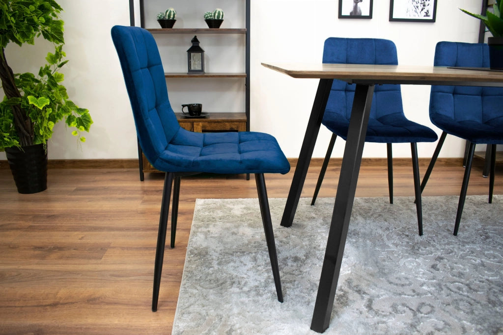 Sedia VALORA PYRA - Design ergonomico moderno in velluto blu navy x 3