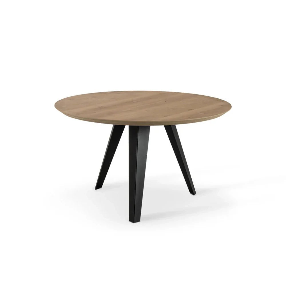 Tavolo da pranzo fisso in legno impiallacciato rovere naturale Leo 130x130 cm fino a 6 posti Made in Italy | Duzzle