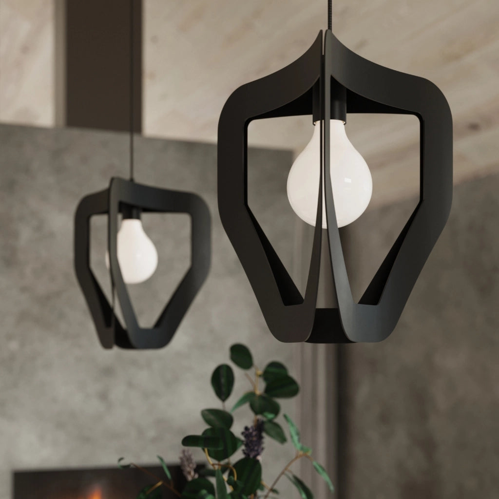 Lampada a sospensione Pure Lume TRIANOS nera metallo E27