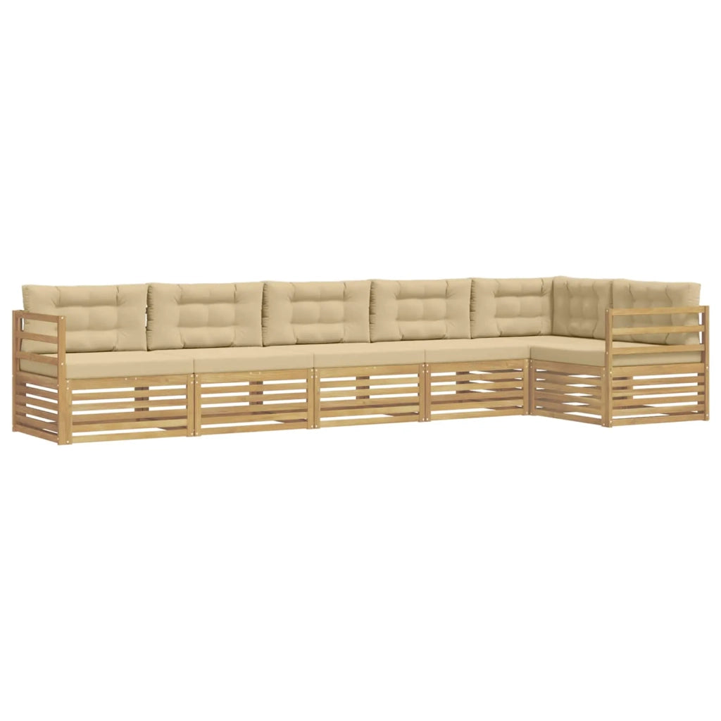 Set di divani da esterno 6 pz Bianco e Beige Poliestere 3390548