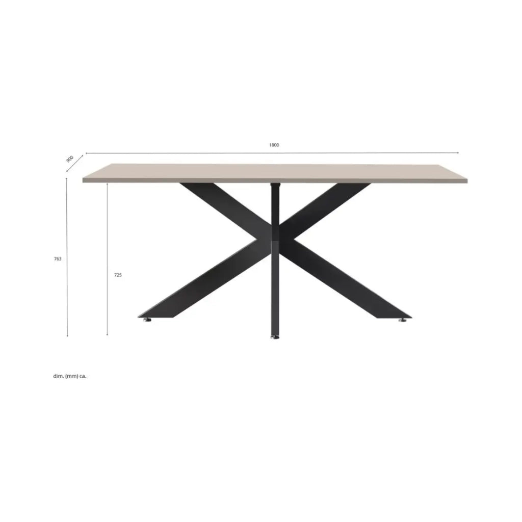Tavolo da pranzo GWEN – 180 x 90 cm – Colori cachemire e metallo