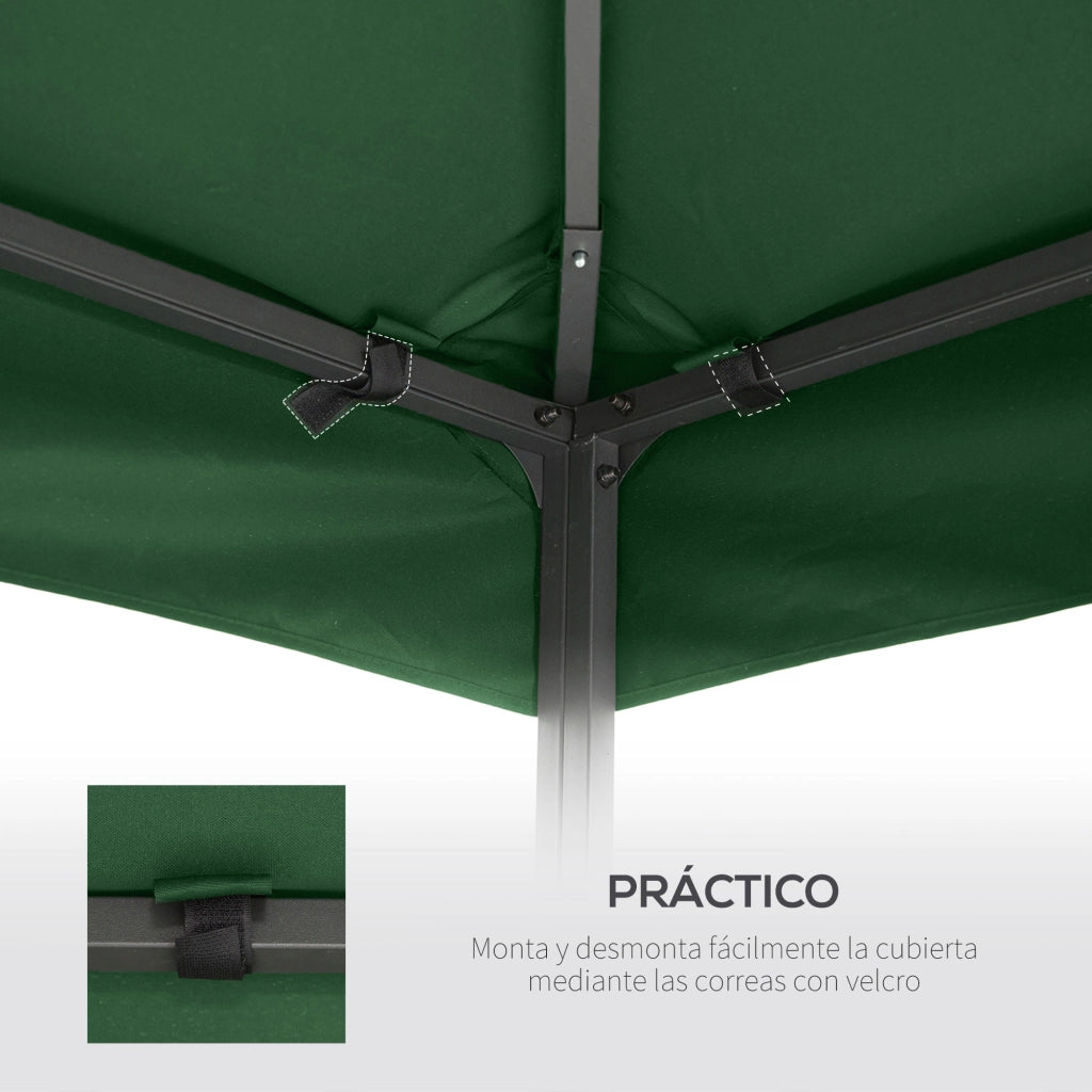 Telo di ricambio per gazebo 3x3 m ¨C zephmum ¨C verde, doppio strato, 8 fori di drenaggio