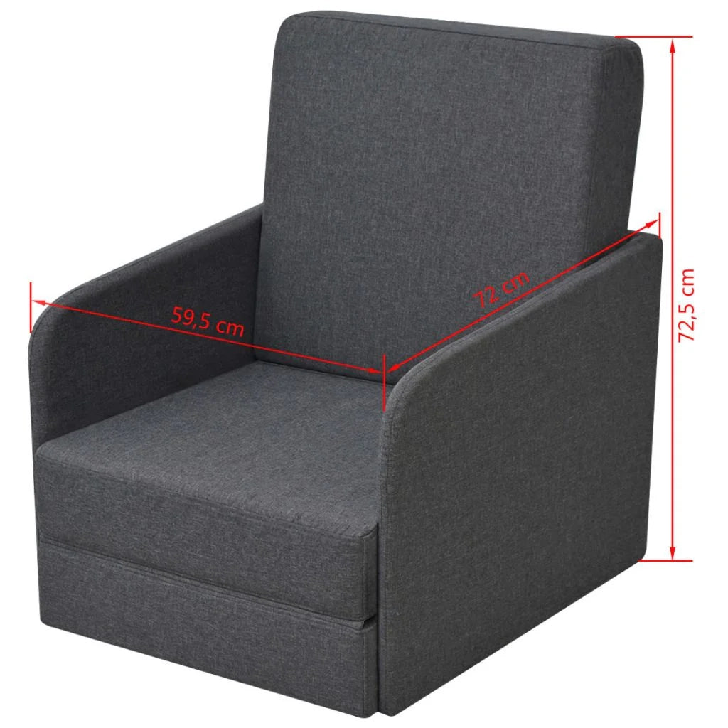 Poltrona/poltrona/divano club/divano trasformabile 595 x 72 x 725 cm tessuto grigio scuro 1102089/3