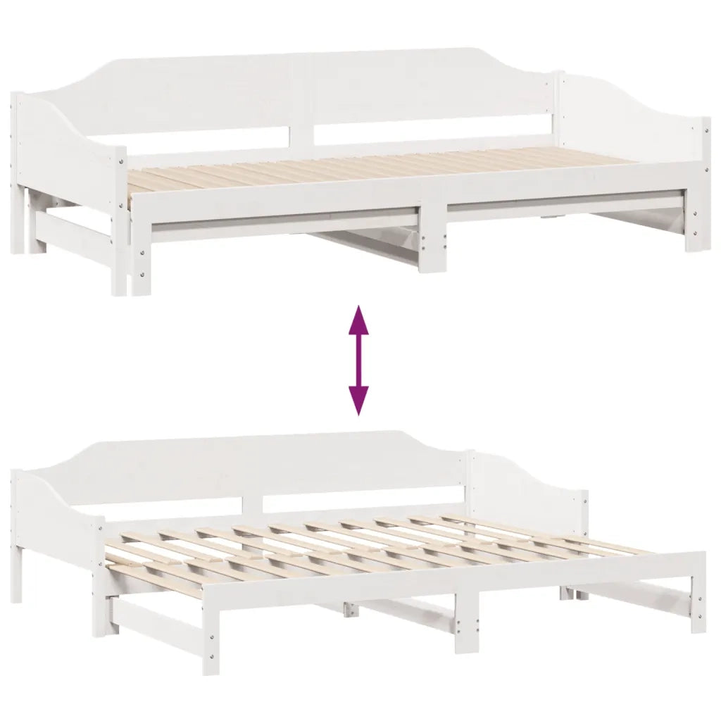 Divano Letto con Letto Estraibile Bianco 90x190cm Massello Pino