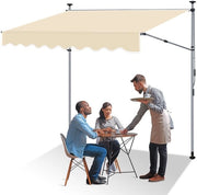 Ombrellone 250 x 150 cm Beige - Tendal per Terrazza e Balcone con Manubrio Manuale - Zonnetenda Senza Forare