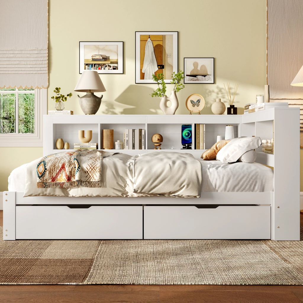 Letto divano con funzione letto a scomparsa in MDF e pino 140x200 cm