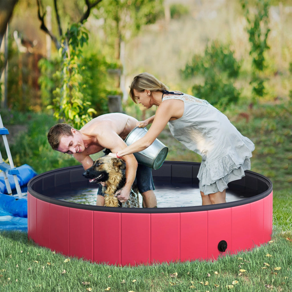 Vasca Pieghevole per Cani Gatti ¨C Zephmum ¨C ?140x30 cm PVC Antiscivolo Rosso