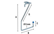 GANCIO ZINCATO 4100 A FORMA L DA SOFFITTO 150 MM- 10,0 pz