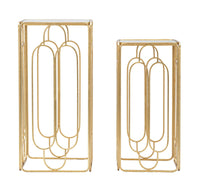 Set 2 Tavolini Arty Quadrato 34x34x70-29x29x60 cm in Ferro