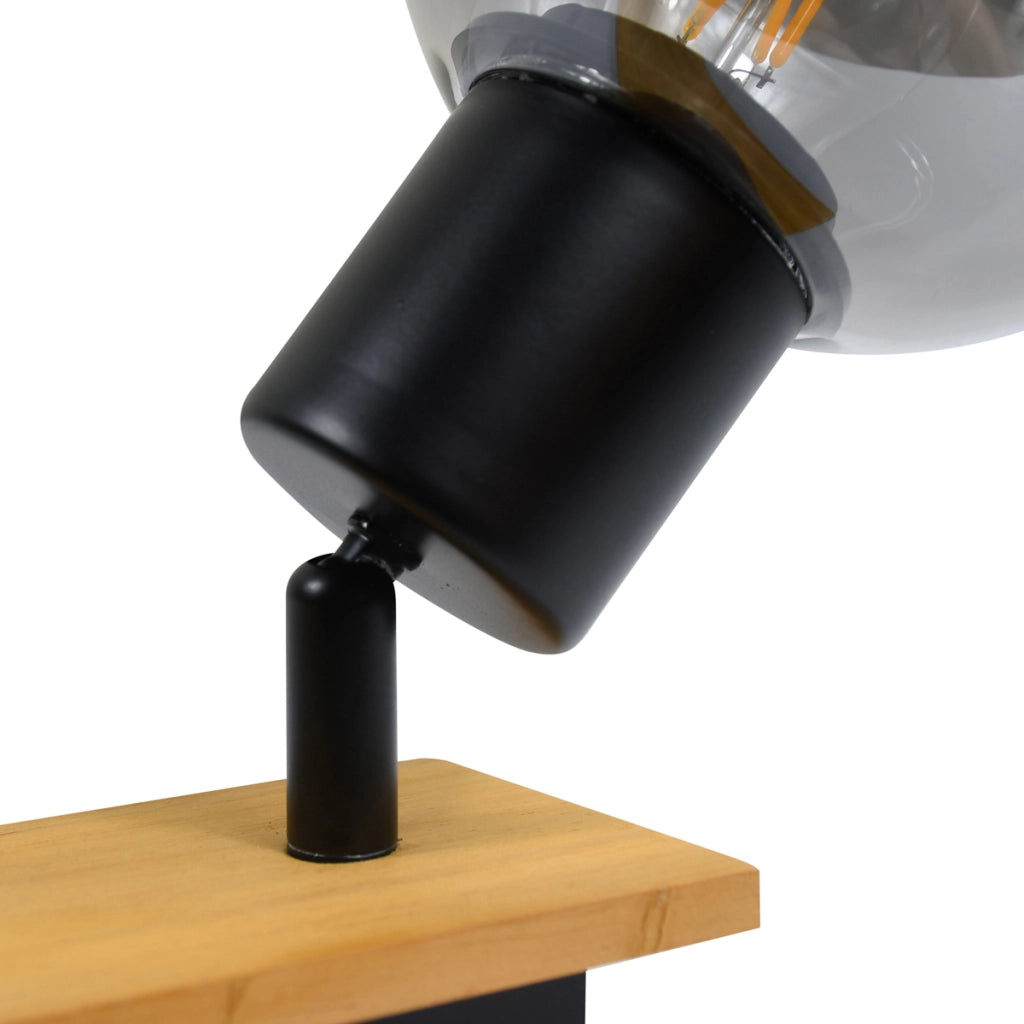 Plafoniera Italux Barel 3 luci E27 vetro fumé legno