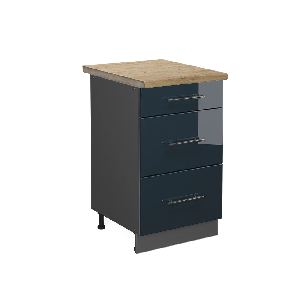 Mobiletto base per cucina Fame-Line Blu scuro lucido/Antracite 50 cm, PL Rovere Vicco