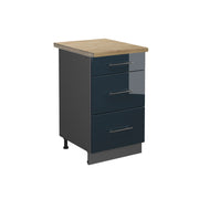 Mobiletto base per cucina Fame-Line Blu scuro lucido/Antracite 50 cm, PL Rovere Vicco