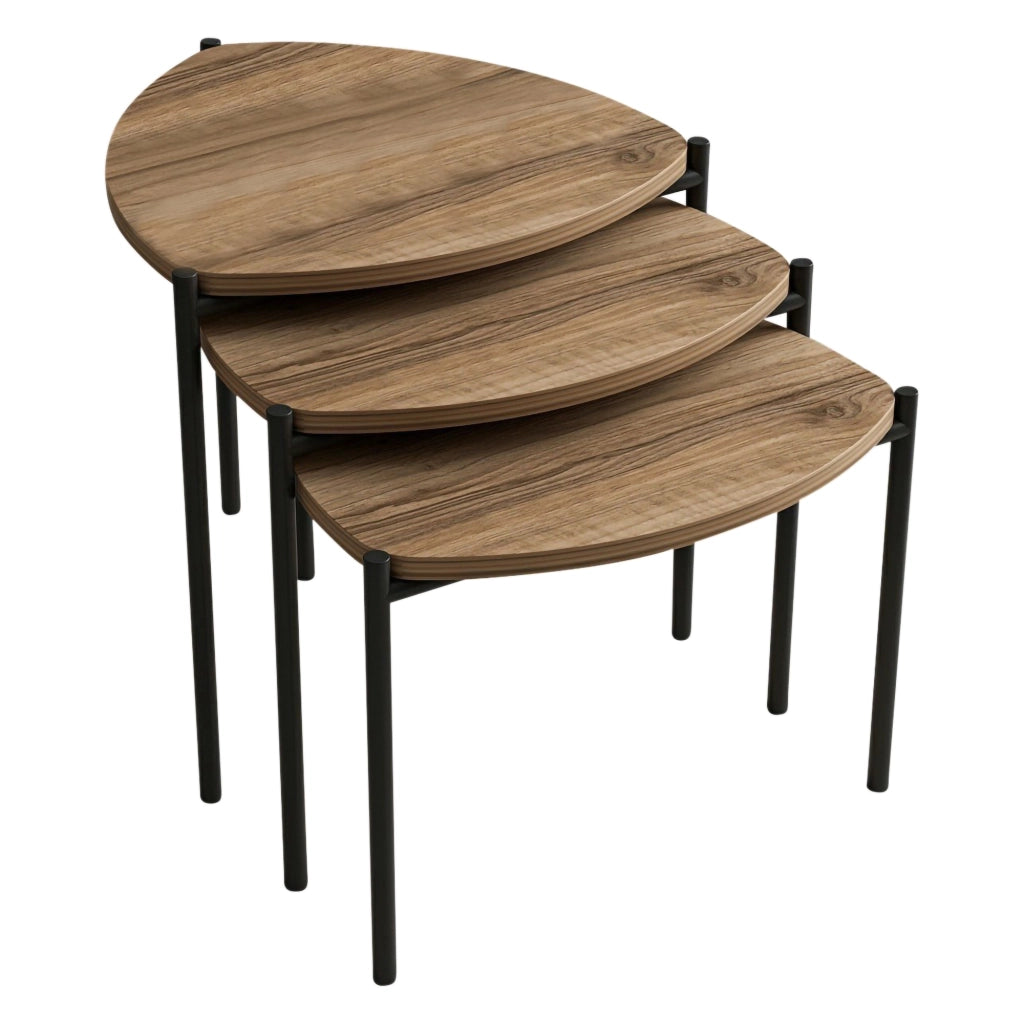 Carro, Tavolino da Salotto set 3 Pezzi, 45x45x45h cm Marrone Noce