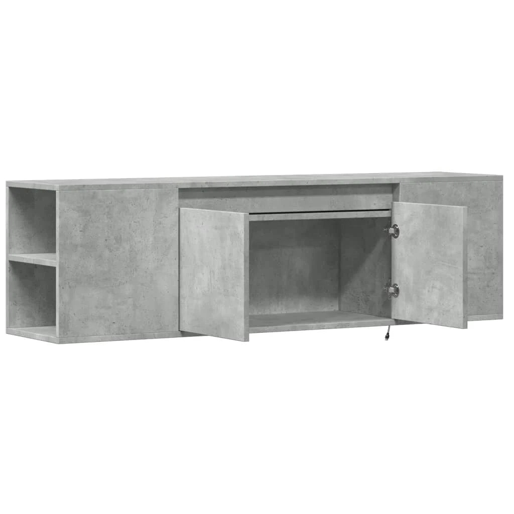 Mobile TV multimediale scaffale TV credenza mobile TV sala da pranzo soggiorno camera da letto montaggio a parete con luci LED 135 x 31 x 39,5 cm grigio 02_0027863
