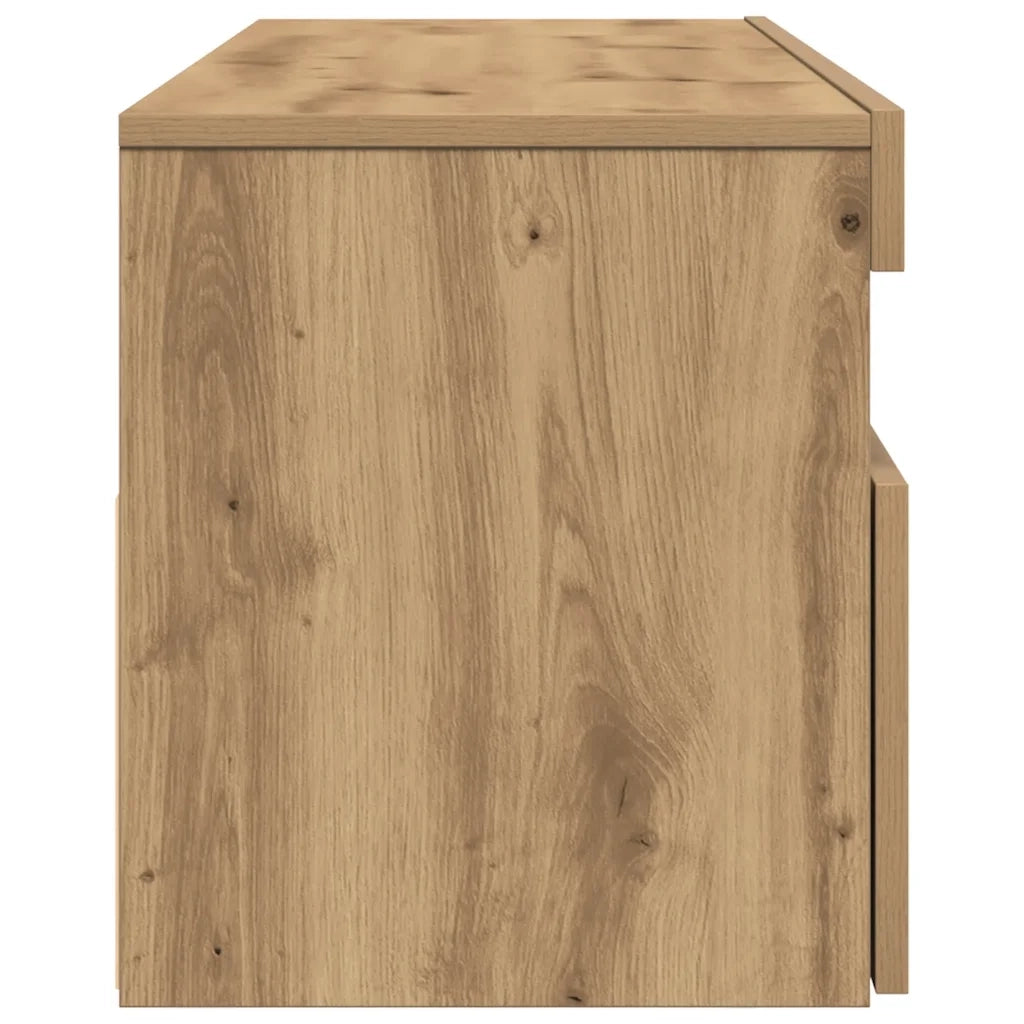 Mobile TV sospeso moderno con luce LED e vano contenitore 120 x 35 x 40 cm finitura rovere ingegnerizzato realizzato artigianalmente 02_0050841
