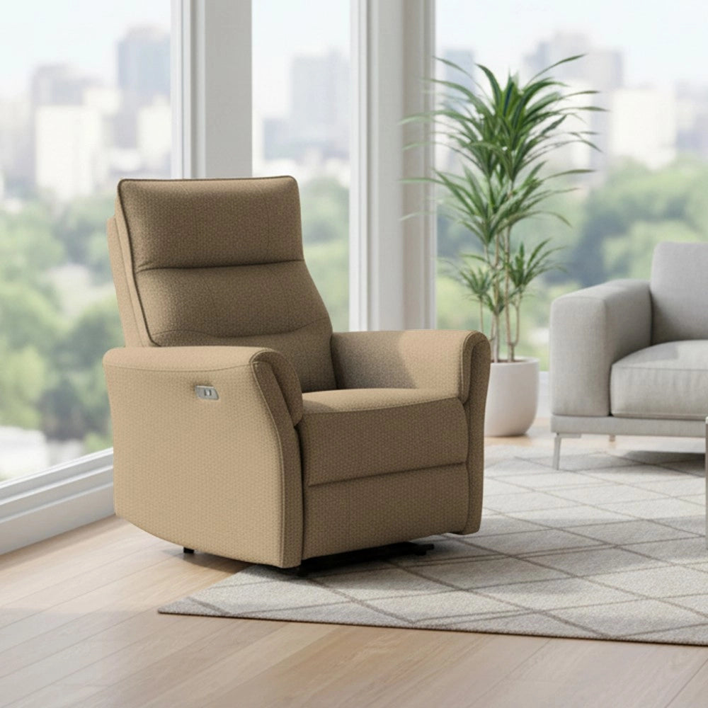 Poltrona relax softwave recliner elettrico in tessuto camel – Comfort garantito